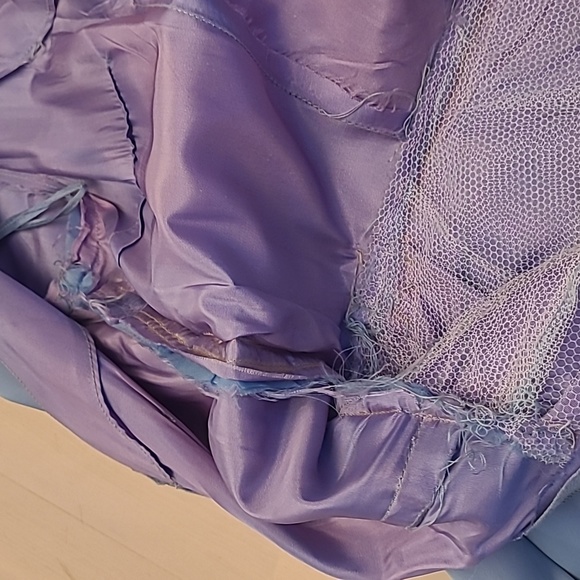 VTG 1950s Handmade Fit n' Flare Layered Blue Short Sleeved Cocktail Dress - Picture 13 of 17